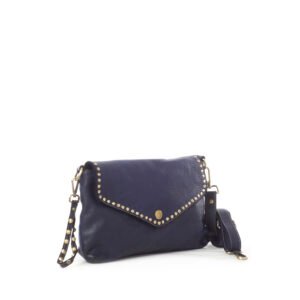 Evie Blue Navy Leather Handbag – Convertible Clutch and Crossbody