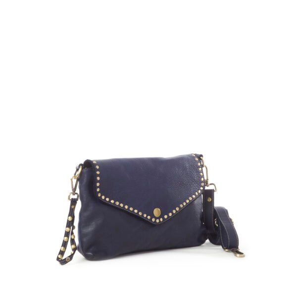 Evie Blue Navy Leather Handbag – Convertible Clutch and Crossbody
