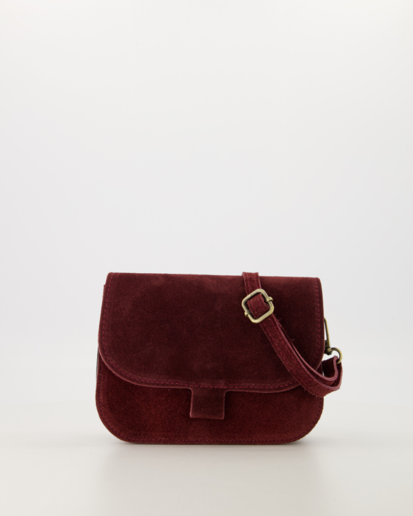 Nina Wine Suede Crossbody Bag - Elegant and Lightweight