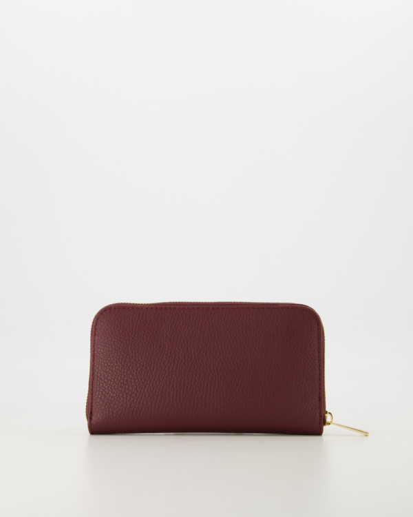 Ilina Wine Leather Wallet – Zippered Genuine Leather