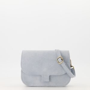 Nina Light Blue Suede Crossbody Bag - Elegant and Lightweight
