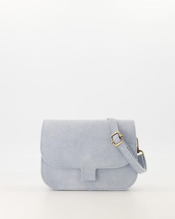 Nina Light Blue Suede Crossbody Bag - Elegant and Lightweight