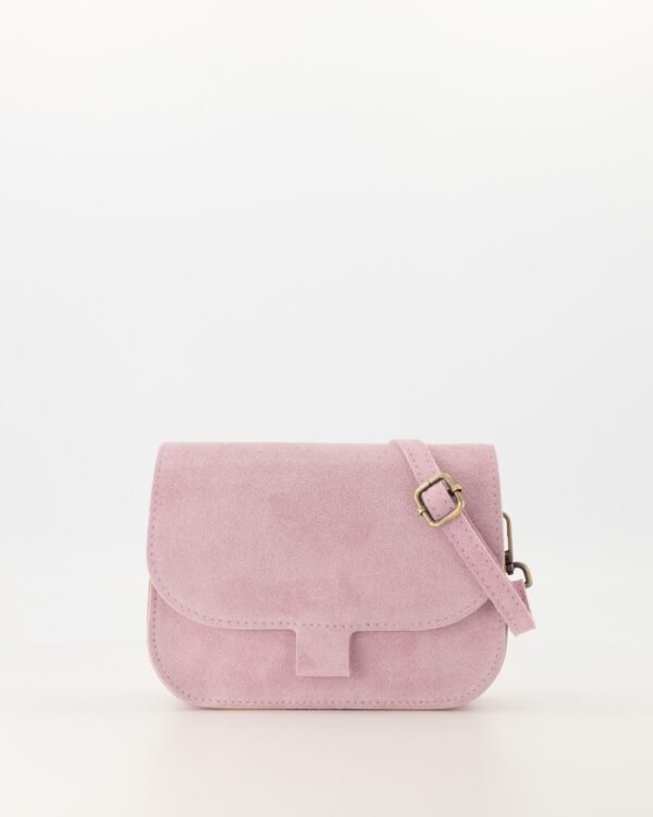 Nina Light Pink Suede Crossbody Bag - Elegant and Lightweight