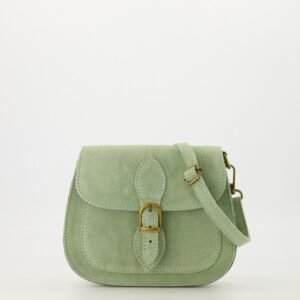 Maddy suede leather crossbody bag with bronze hardware and adjustable strap