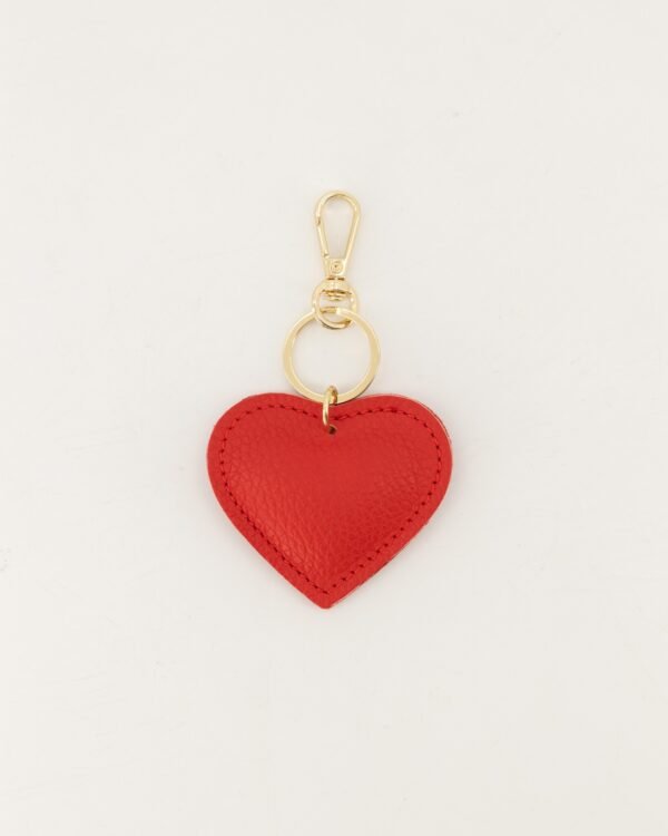 Tina Red Leather Heart Keychain – Genuine Leather with Gold Hardware