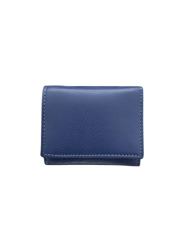 Giulia Blue Leather Wallet – Compact Genuine Cow Leather