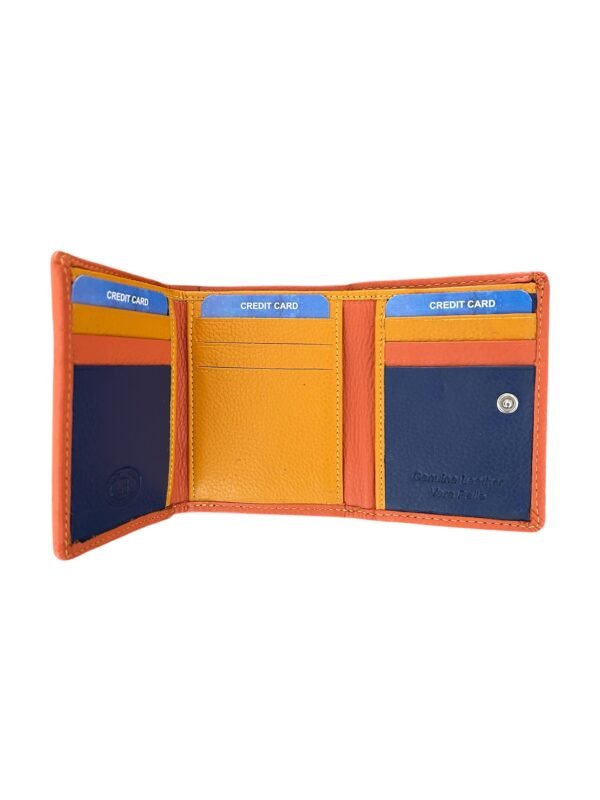 Giulia Orange Leather Wallet – Compact Genuine Cow Leather