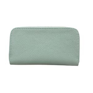 Ilina Green Leather Wallet with gold zipper