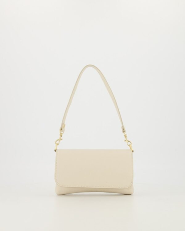 Emer Small Leather Handbag in Cream – Clutch and Crossbody with Magnet Closure