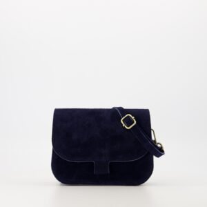 Nina Suede Handbag in Dark Blue – Compact Suede Crossbody