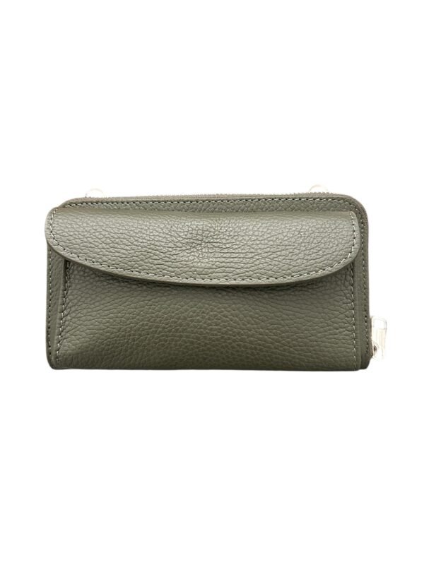 Anny Leather Wallet in Military Green – Crossbody with Phone Pocket