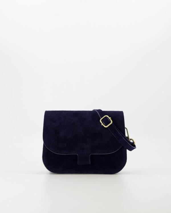 Nina Suede Handbag in Dark Blue – Compact Suede Crossbody