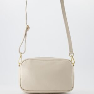Nova Cream Classic Grain Leather Crossbody Bag with Gold Hardware