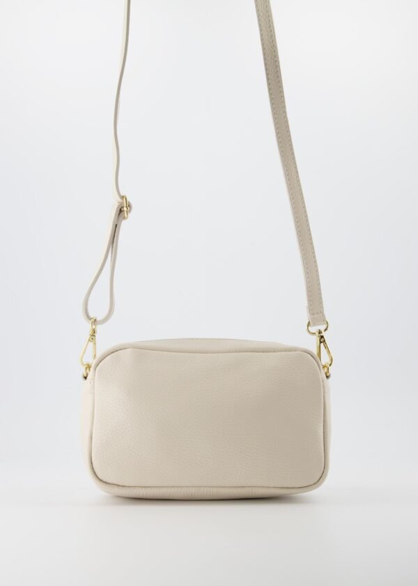 Nova Cream Classic Grain Leather Crossbody Bag with Gold Hardware