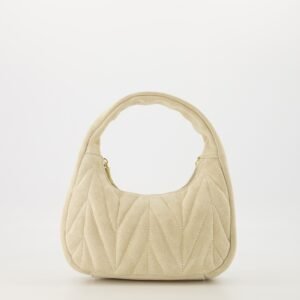 Mira Suede Handbag in Cream Gold with Quilted Design
