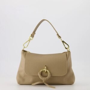Maria Leather Handbag in Taupe Gold