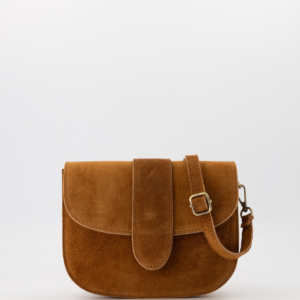 suede handbag cognac