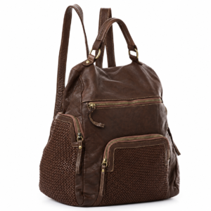 COOPER WOVEN LEATHER BACKPACK | DARKBROWN