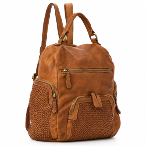COOPER WOVEN LEATHER BACKPACK | COGNAC