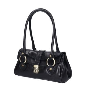 RONA LEATHER HANDBAG | BLACK