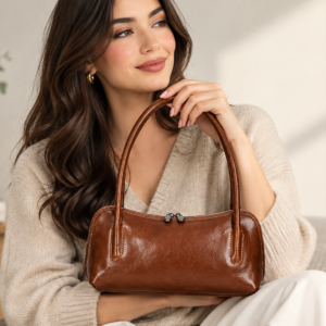 EDDA LEATHER HANDBAG | BROWN